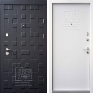 Входная дверь Qdoors Серия Ультра Модель Онтарио Софт черный / Белый мат - Днепр