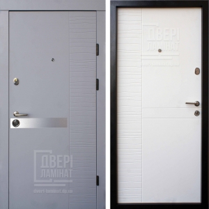 Входная дверь Qdoors Серия Премиум Модель Делла Светло серый / Белое дерево - Днепр